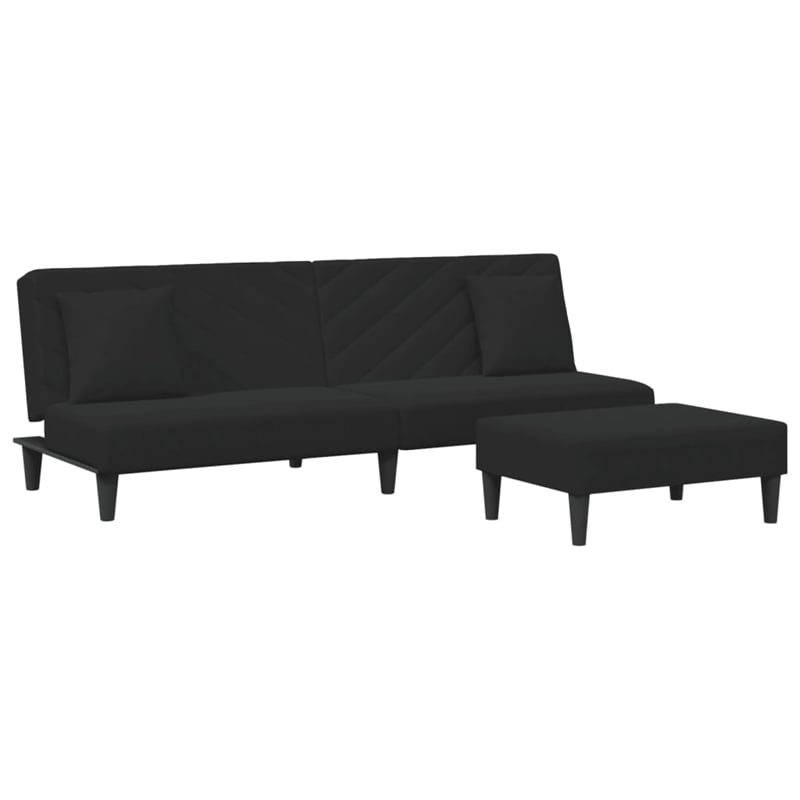 Bowery Hill Contemporary Standard Sofa Set in Black Polyester