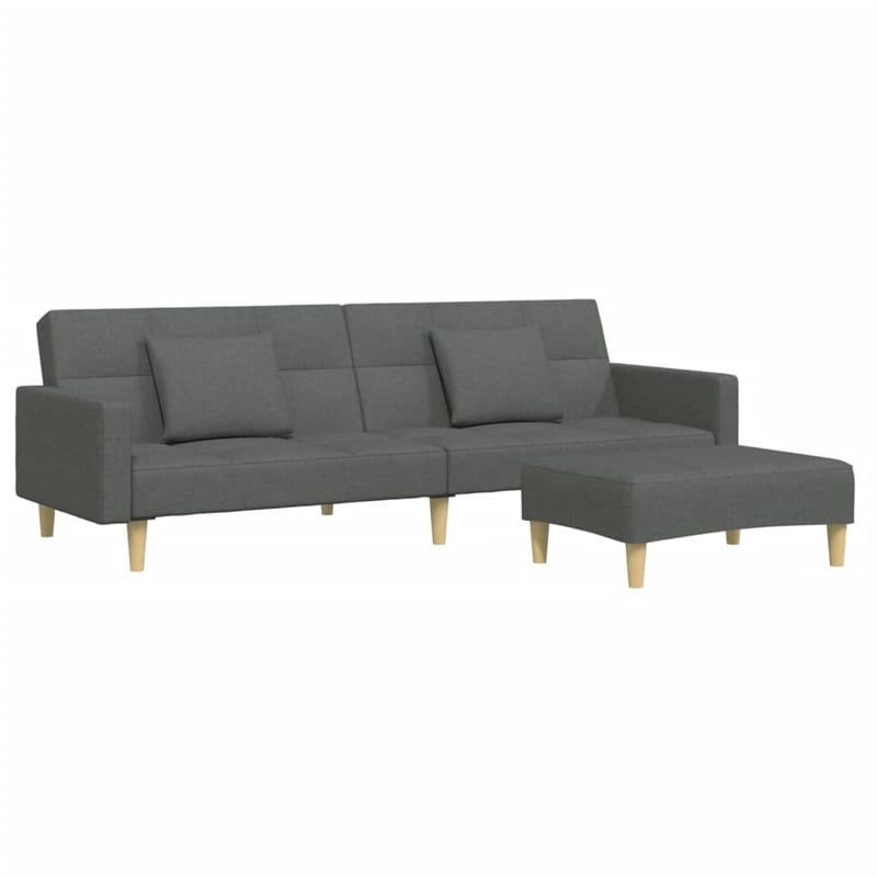 Bowery Hill Contemporary 2-Seater Sofa Bed in Dark Grey Polyester Fabric