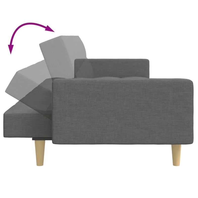 Bowery Hill Contemporary 2-Seater Sofa Bed in Dark Grey Polyester Fabric
