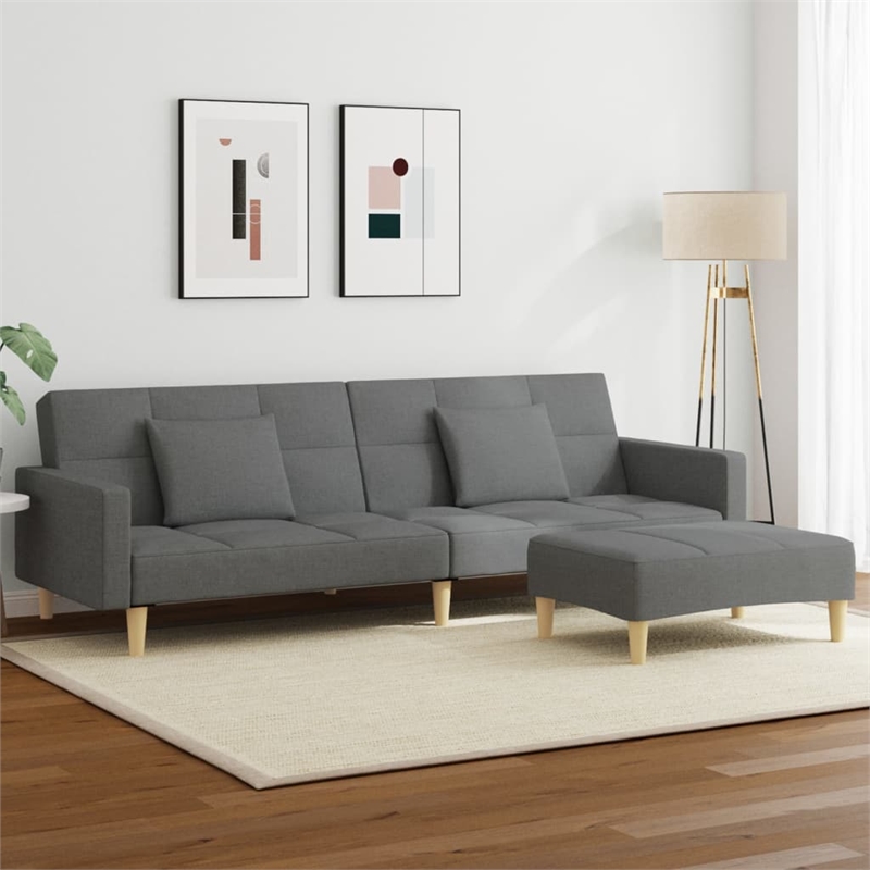 Bowery Hill Contemporary 2-Seater Sofa Bed in Dark Grey Polyester Fabric