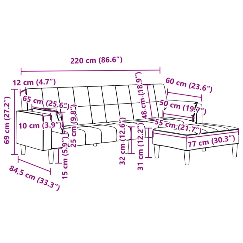 Bowery Hill Contemporary 2-Seater Sofa Bed in Dark Grey Polyester