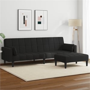 Bowery Hill Contemporary Standard Sofa Bed in Black Polyester