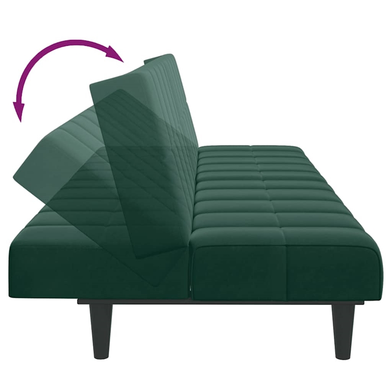 Bowery Hill Contemporary 2-Seater Foldable Sofa Bed in Dark Green Velvet