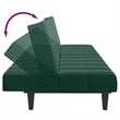 Bowery Hill Contemporary 2-Seater Foldable Sofa Bed in Dark Green Velvet