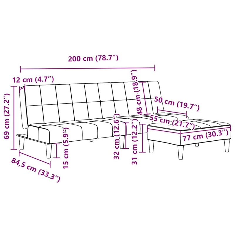 Bowery Hill Contemporary 2-Seater Foldable Sofa Bed in Dark Green Velvet