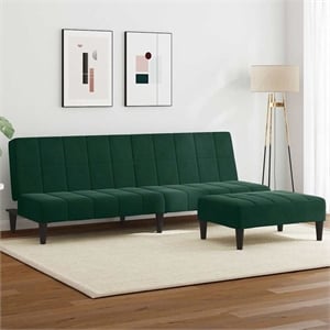 Bowery Hill Contemporary 2-Seater Foldable Sofa Bed in Dark Green Velvet