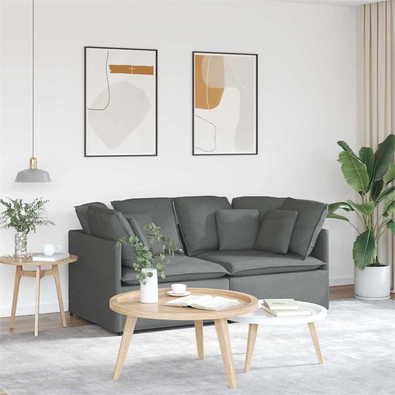 Bowery Hill Contemporary Modular Sofa in Dark Gray Finish Fabric