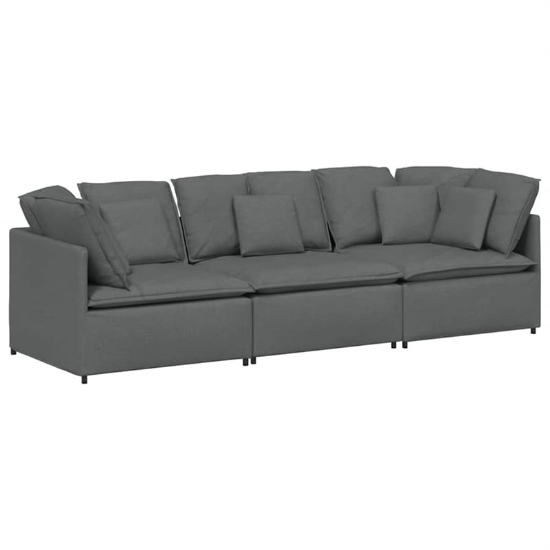 Bowery Hill Oversized Modular Sofa in Dark Grey Fabric Upholstery