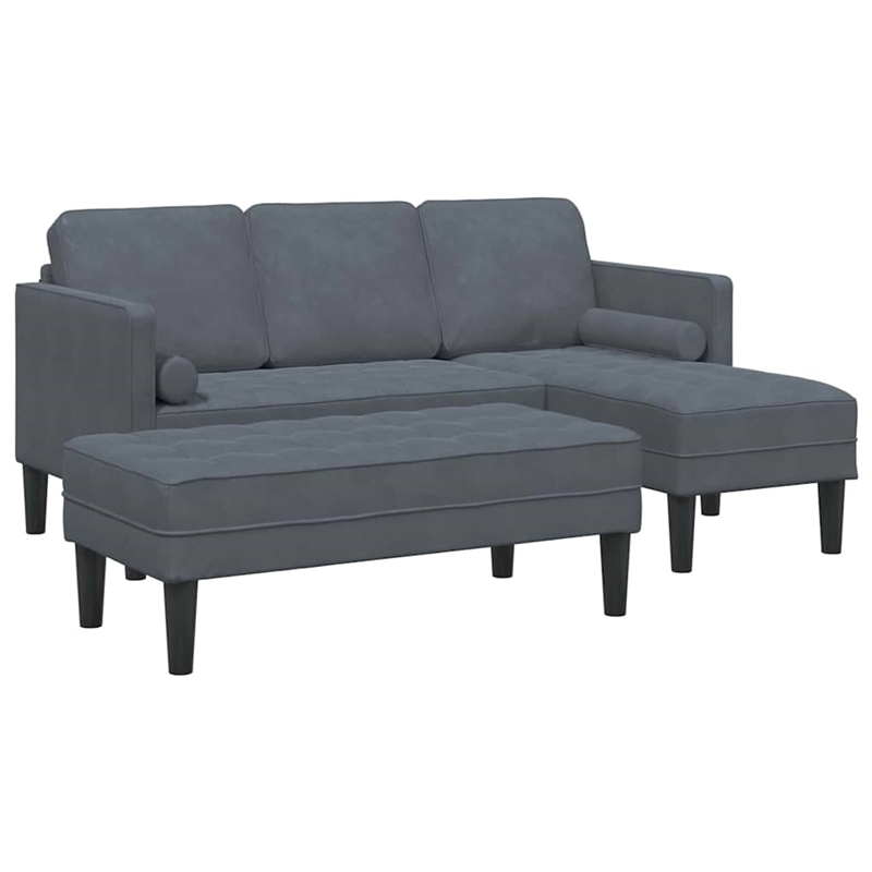Bowery Hill Contemporary 2 Pcs Sofa Set in Dark Gray Finish Velvet