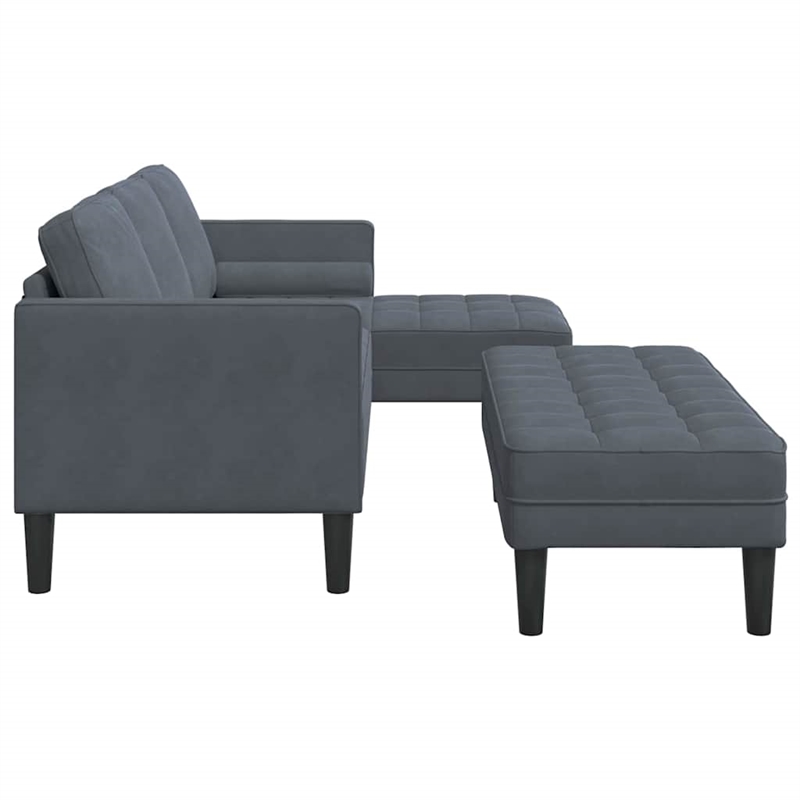 Bowery Hill Contemporary 2 Pcs Sofa Set in Dark Gray Finish Velvet