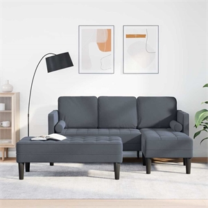 Bowery Hill Contemporary 2 Pcs Sofa Set in Dark Gray Finish Velvet