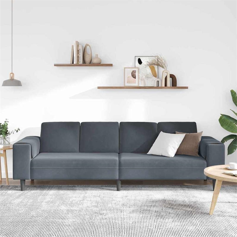 Bowery Hill Contemporary Sofa Set in Dark Gray Finish Velvet