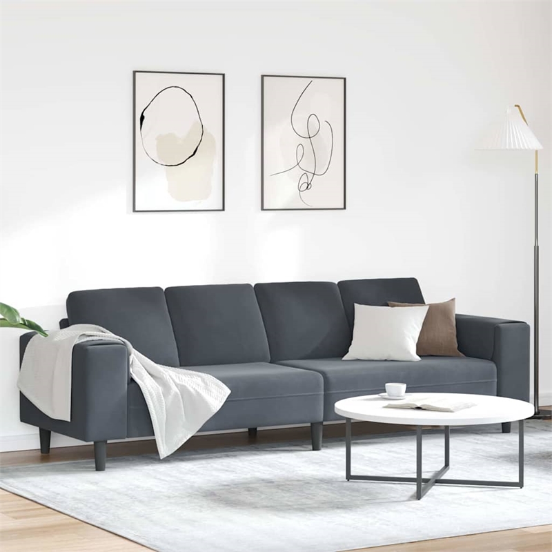 Bowery Hill Contemporary Sofa Set in Dark Gray Finish Velvet