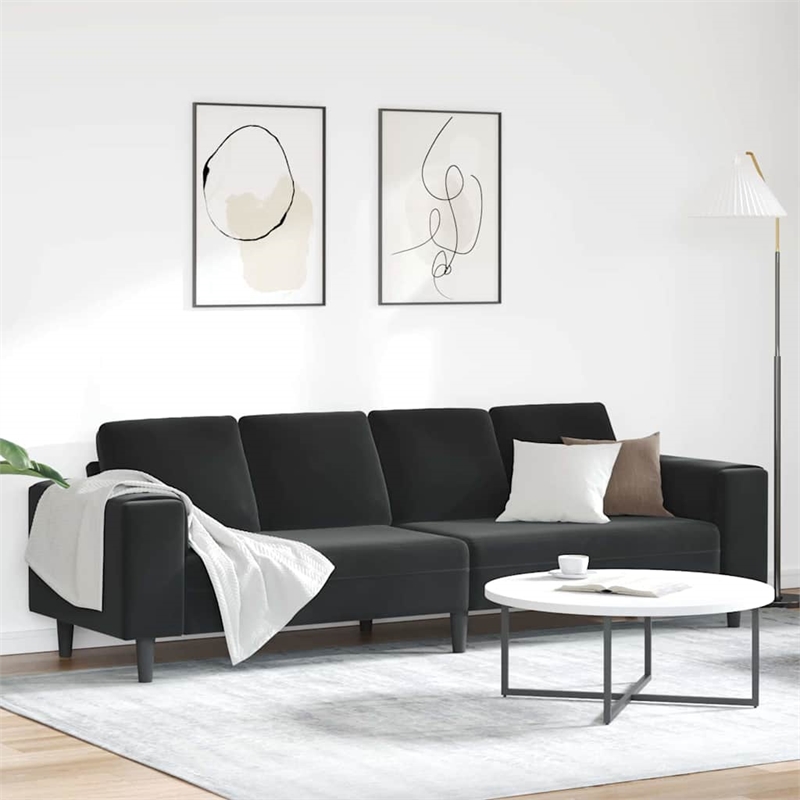 Bowery Hill Modern / Contemporary Sofa Set in Black Finish Velvet