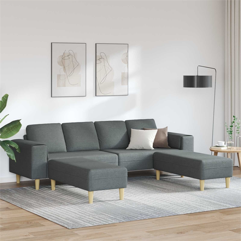 Bowery Hill Contemporary Sofa Set in Dark Gray Finish Fabric