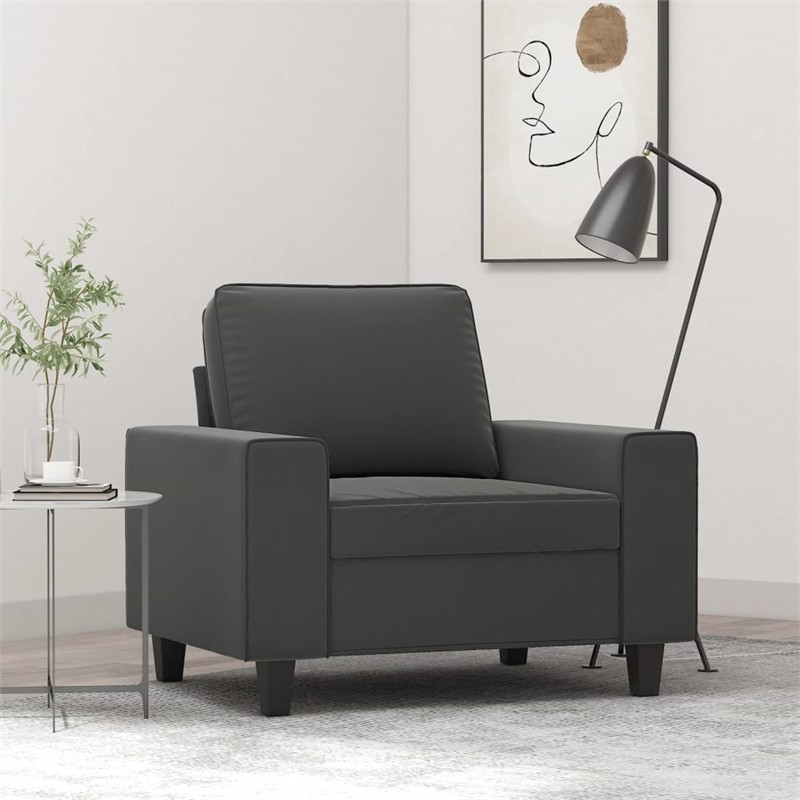 Bowery Hill Single Sofa Chair in Dark Gray Microfiber Fabric