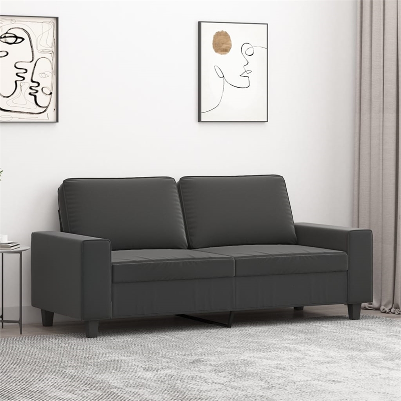 Bowery Hill Contemporary 2-Seater Sofa in Dark Grey Microfiber