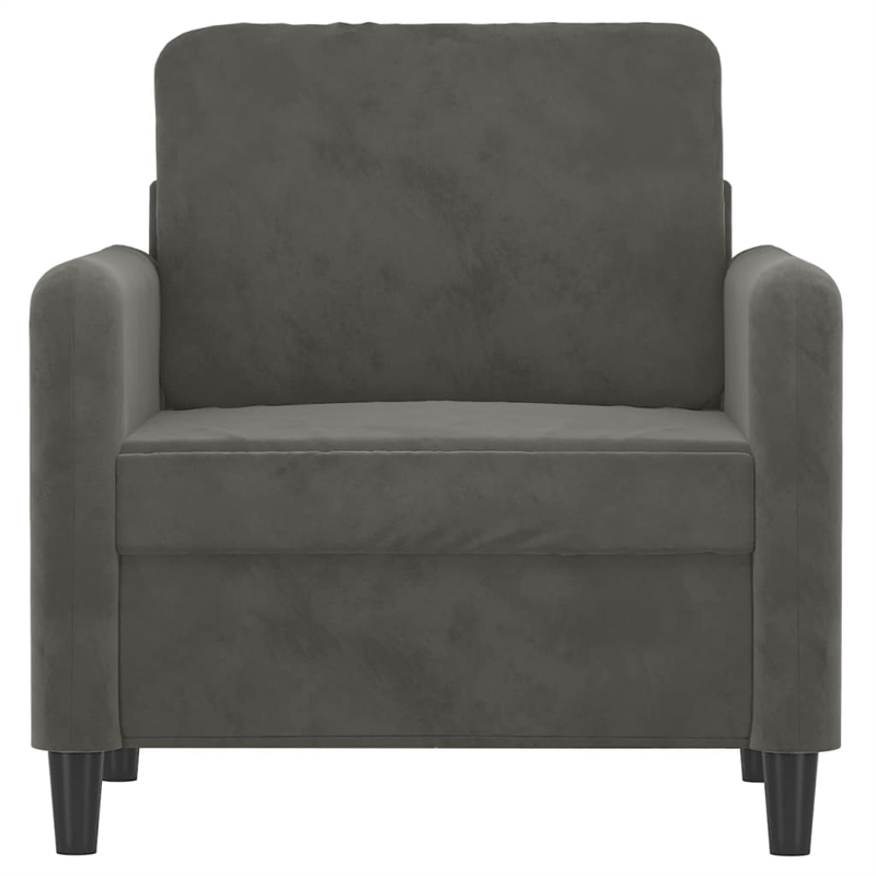 Bowery Hill Contemporary Single Sofa Chair in Dark Grey Polyester Velvet