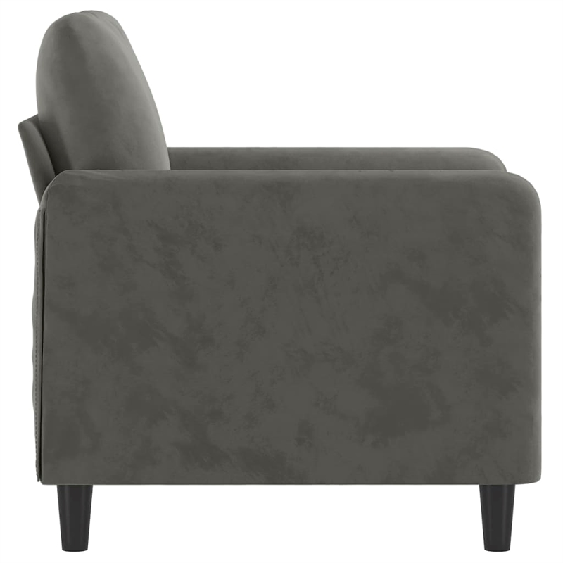 Bowery Hill Contemporary Single Sofa Chair in Dark Grey Polyester Velvet