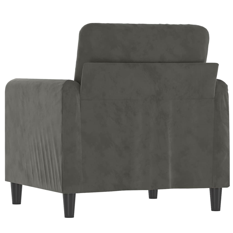 Bowery Hill Contemporary Single Sofa Chair in Dark Grey Polyester Velvet