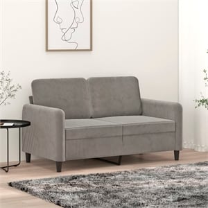 Bowery Hill Contemporary Metal 2-Seater Sofa in Light Grey Polyester