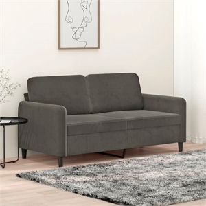 Bowery Hill Metal 2-Seater Sofa in Dark Grey Polyester Velvet