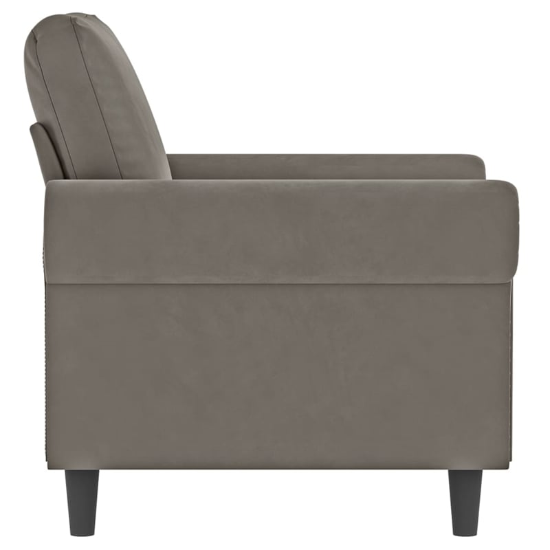 Bowery Hill Single Sofa Chair in Light Gray Polyester Velvet Plywood
