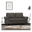 Bowery Hill Contemporary Metal 2-Seater Sofa in Dark Grey Polyester