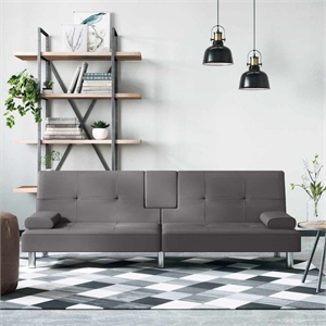 Bowery Hill Contemporary Sleeper Sofa Bed in Gray Finish Fabric