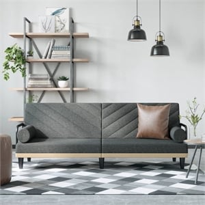 Bowery Hill Contemporary Standard Sofa Bed in Dark Grey Polyester