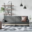 Bowery Hill Contemporary Standard Sofa Bed in Dark Grey Polyester