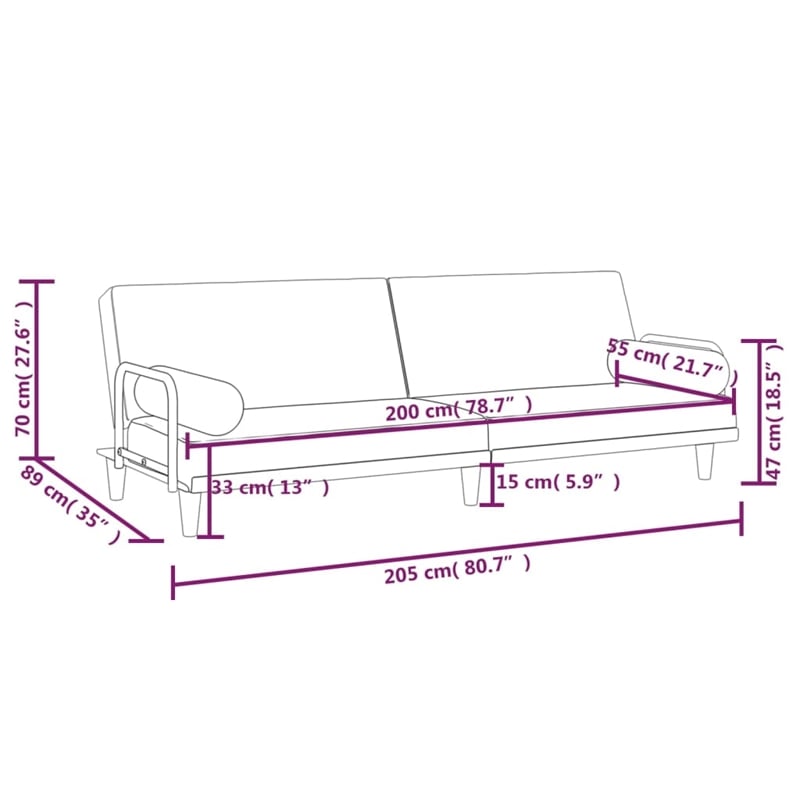 Bowery Hill Contemporary Standard Sofa Bed in Dark Grey Polyester