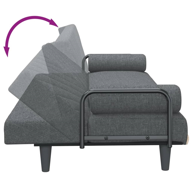 Bowery Hill Contemporary Standard Sofa Bed in Dark Grey Polyester