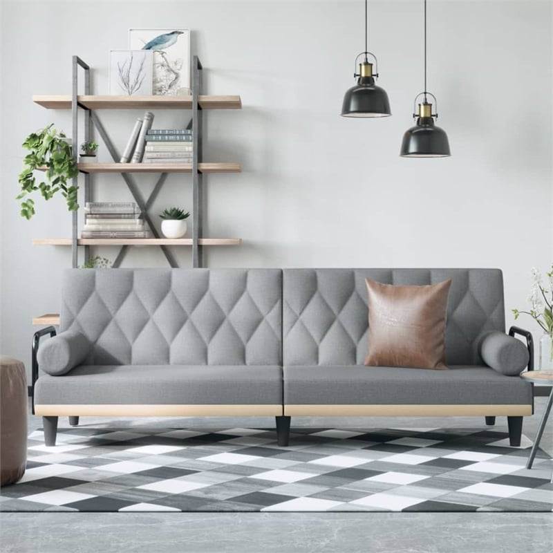 Bowery Hill Contemporary Standard Sofa Bed in Light Grey Fabric