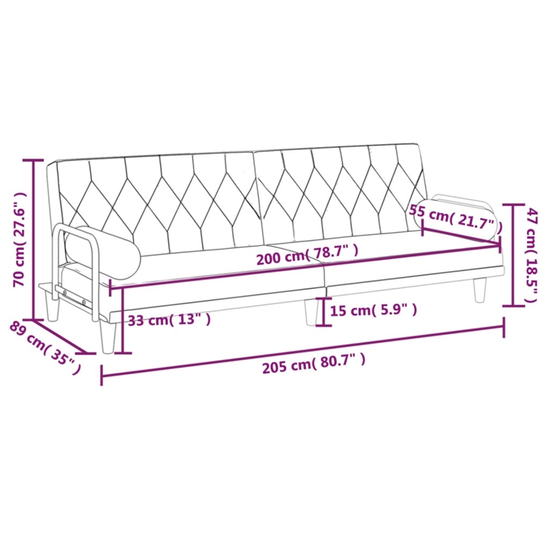 Bowery Hill Contemporary Polyester Large Sofa Bed in Dark Gray