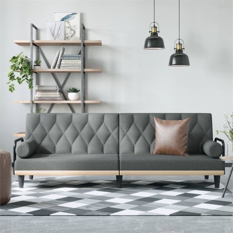 Bowery Hill Contemporary Polyester Large Sofa Bed in Dark Gray