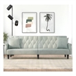 Bowery Hill Contemporary Large Sofa Bed in Light Grey Polyester Velvet