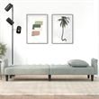 Bowery Hill Contemporary Large Sofa Bed in Light Grey Polyester Velvet