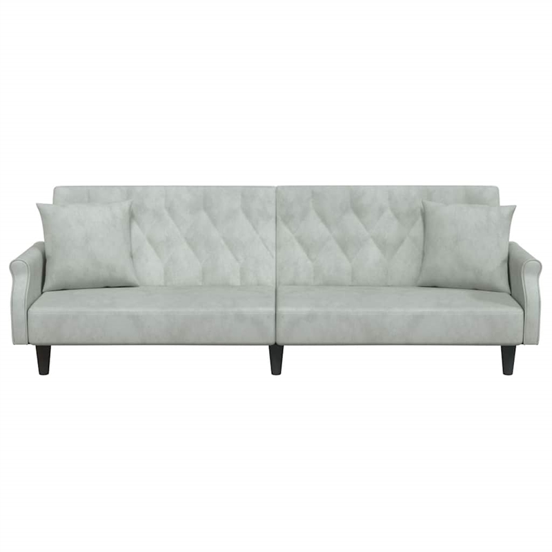 Bowery Hill Contemporary Large Sofa Bed in Light Grey Polyester Velvet