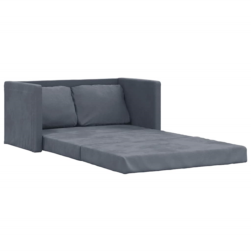 Bowery Hill Contemporary Compact Floor Sofa Bed in In Dark Grey Velvet