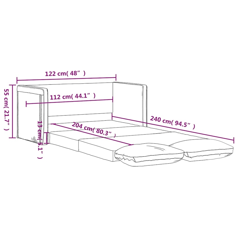 Bowery Hill Contemporary Compact Floor Sofa Bed in In Dark Grey Velvet