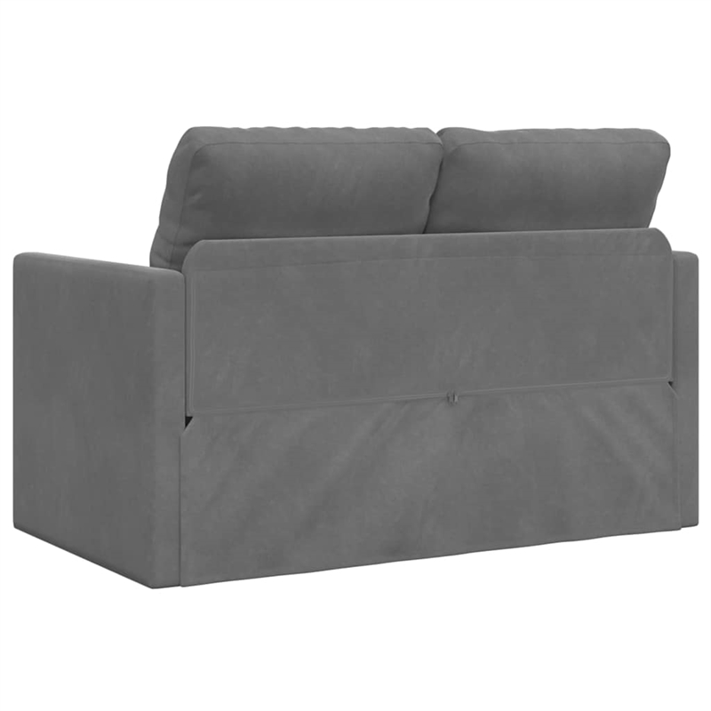 Bowery Hill Contemporary Compact Floor Sofa Bed in In Dark Grey Velvet