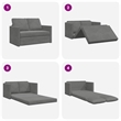 Bowery Hill Contemporary Compact Floor Sofa Bed in In Dark Grey Velvet