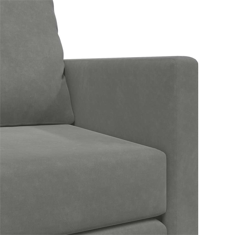 Bowery Hill Contemporary Compact Floor Sofa Bed in In Dark Grey Velvet