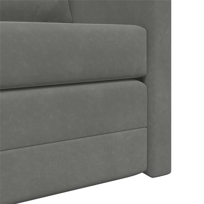 Bowery Hill Contemporary Compact Floor Sofa Bed in In Dark Grey Velvet