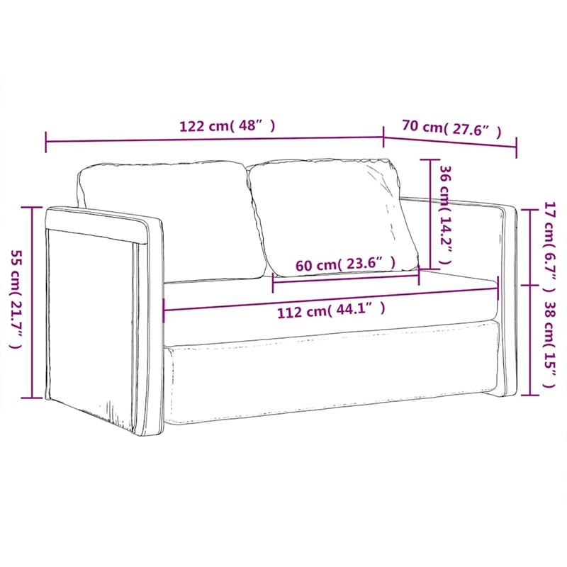 Bowery Hill Contemporary Compact Floor Sofa Bed in In Dark Grey Velvet