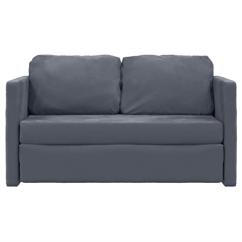 Bowery Hill Contemporary Compact Floor Sofa Bed in In Dark Grey Velvet