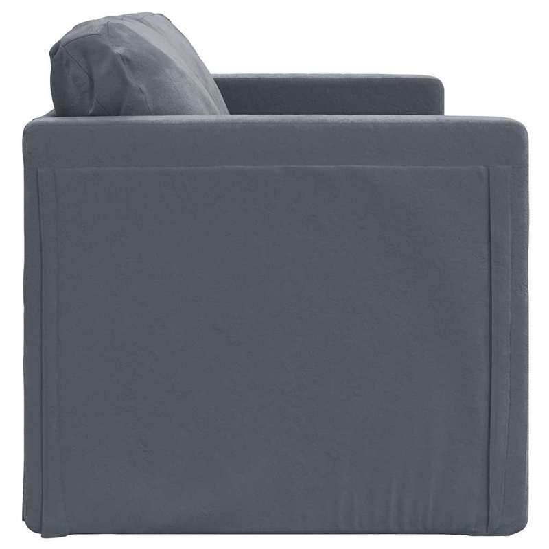 Bowery Hill Contemporary Compact Floor Sofa Bed in In Dark Grey Velvet