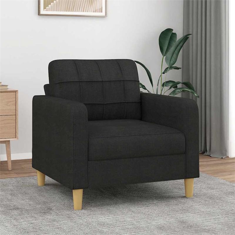 Bowery Hill Contemporary Single Sofa Chair in Black Finish Fabric