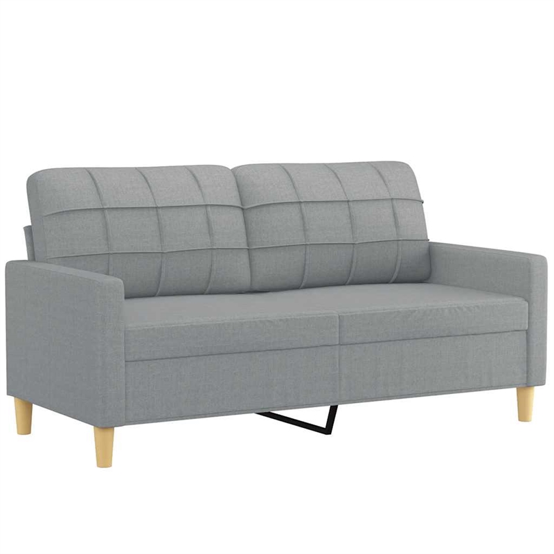 Bowery Hill Contemporary Metal 2-Seater Sofa in Light Grey Fabric